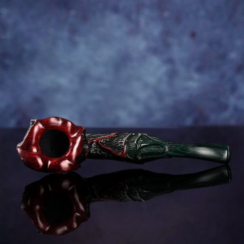 Hand Carved Classical Rose Flower Tobacco Pipe With Little Bent Stem - Image 3