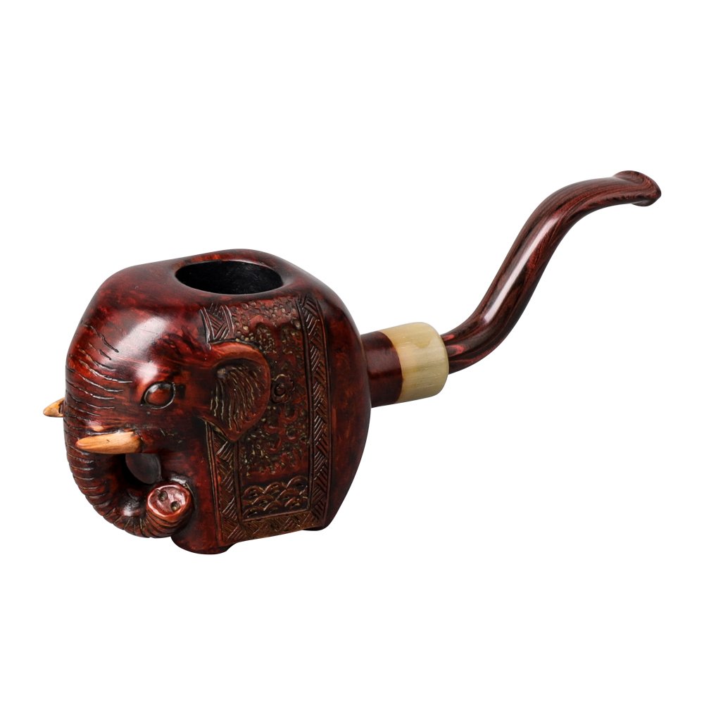 Hand Carved White Elephant Tobacco Smoking Pipe