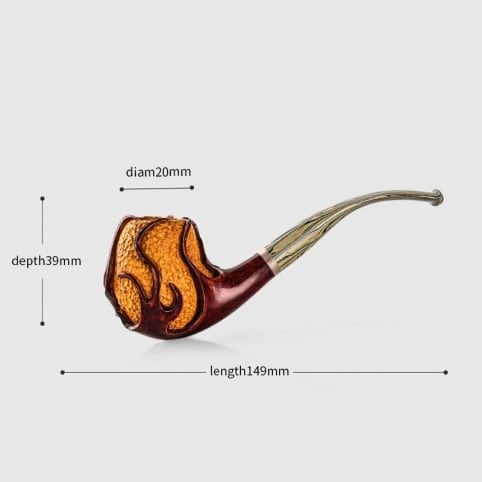 Carved Apple Briarwood Tobacco Pipe Flaming Phoenix Smoking Pipe - immagine 6