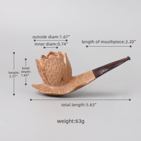 Chinese Carved Wooden Flower Briar Tobacco Pipe - Image 5
