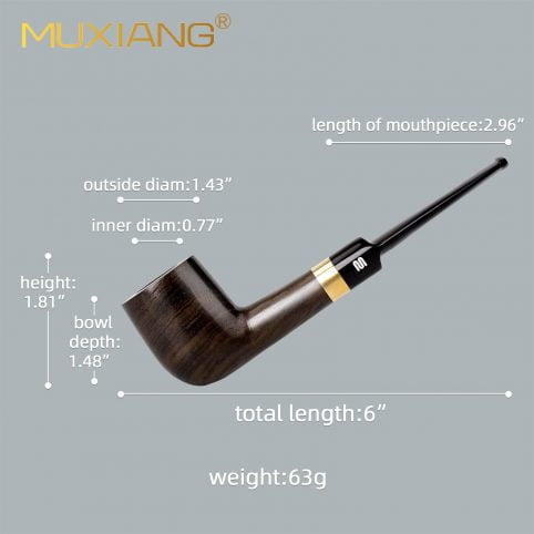 Handmade Lobular Ebony Straight Tobacco Pipe - Image 6