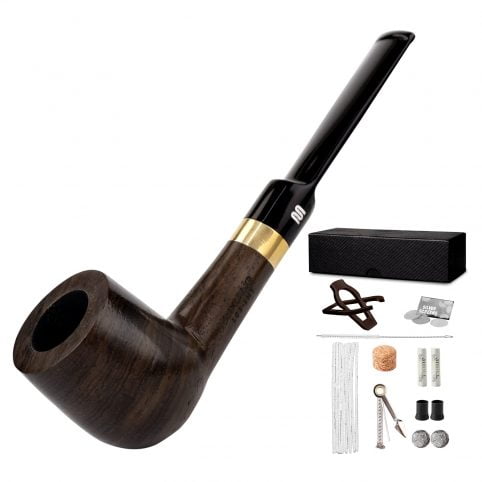 lobular ebony wood smoking pipe