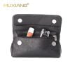 portable leather tobacco smoking pipe case bag holds 2 pipes+tobacco pouch black