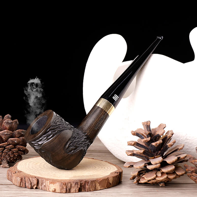 ·ξ Smoker Bent Type Ebonywooden Smoking Pipe With Metal And Wood