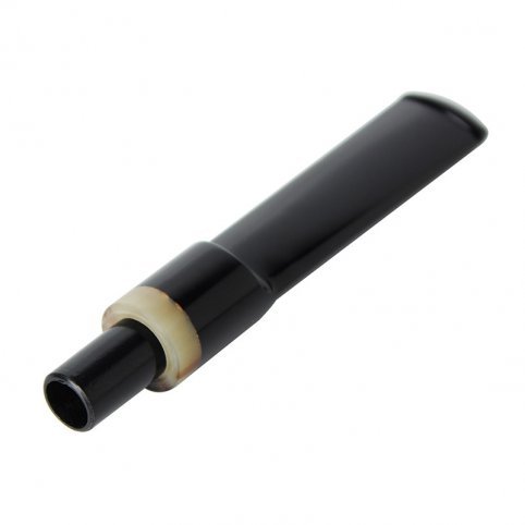 RU-Acrylic Straight Stem Fit for 9mm Carbon Filter Black Mouthpiece with Horn Ring Decor Tobacco Smoking Pipe Accessories be0132 - Imagen 3