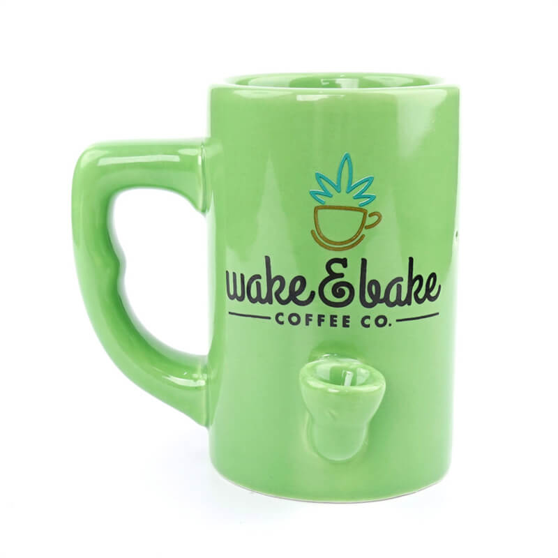 Smokable Green Wake And Bake Mug Pipe