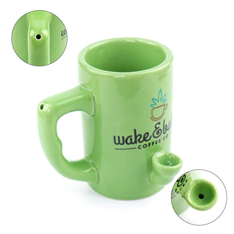 Cachimbo de Caneca Verde Fumível para Acorda e Assa