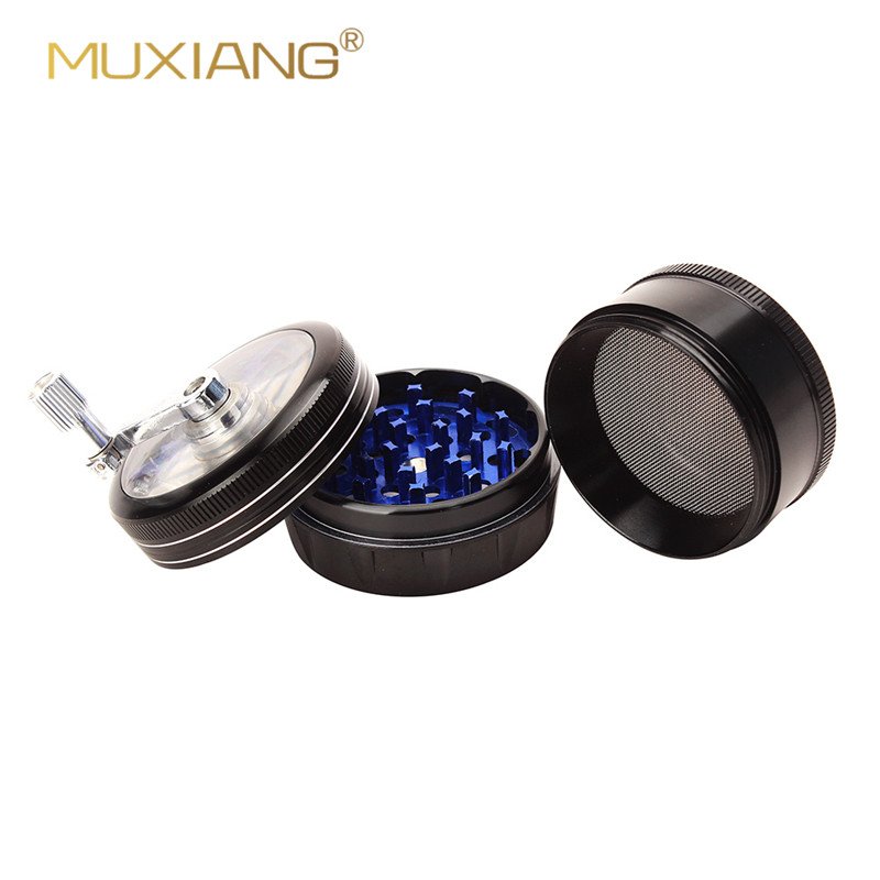 Black Metal Tobacco Grinder With Handle