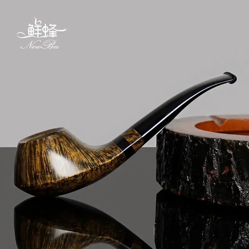 MUXIANG Classic Briar Wood Pipe Acrylic Handmade BeTobacco Pipe