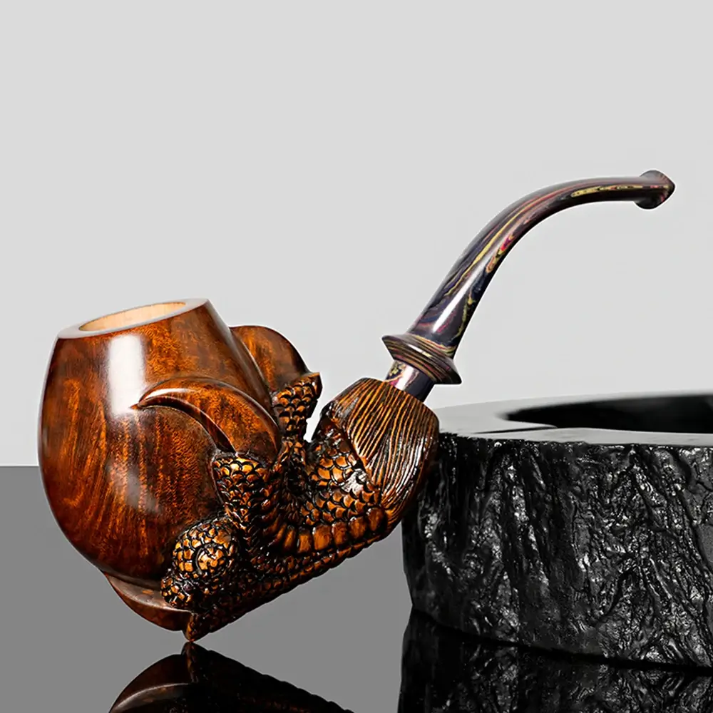 Handmade Briar Carved Dragon Claw Egg Pipe