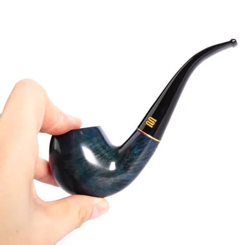 MUXIANG Detective SherlocksHolmes Curved Handle Briar Wood Pipe Colored Pipe - Imagem 4