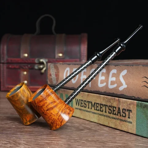 MUXIANG Handmade Briar Wood Tobacco Pipe Popeye Pipe Carbon Fiber 3mm Filter Stem Master Design Pipe - Imagem 7