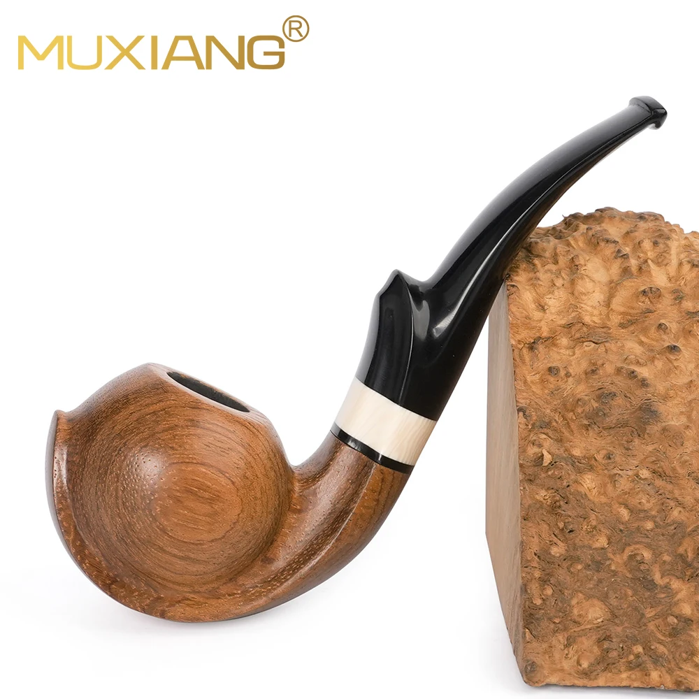 MUXIANG rosewood curved handle tobacco pipe, hand-carved tobacco pipe