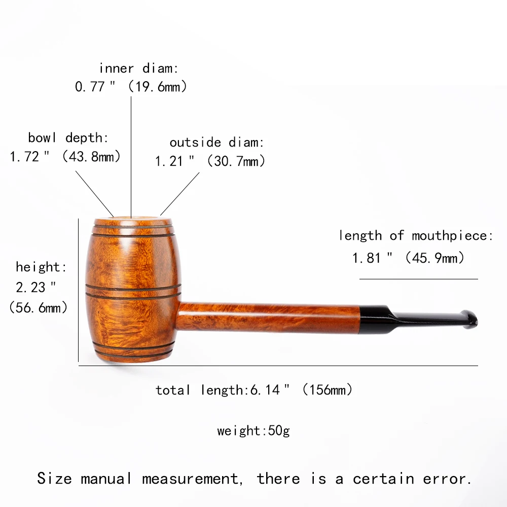 Long Handle Barrel Shape Handmade Briar Pipe