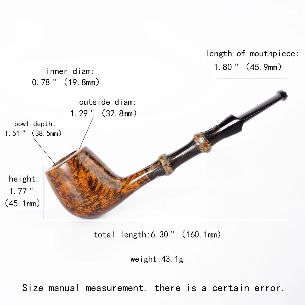 Long Straight Handle Bamboo Pipe Handmade Briar Pipe