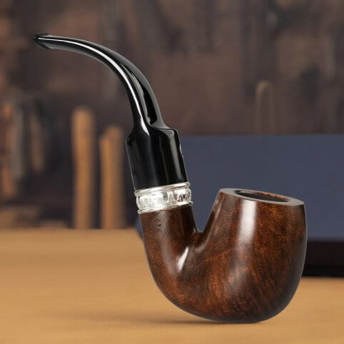 MUXIANG Italian Savinelli Briarwood Pipe Girl Smooth Black Mouth with Silver Ring - Image 3