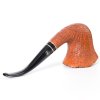 MUXIANG Handmade briarwood pipe, light colored sandblasted double aluminum ring