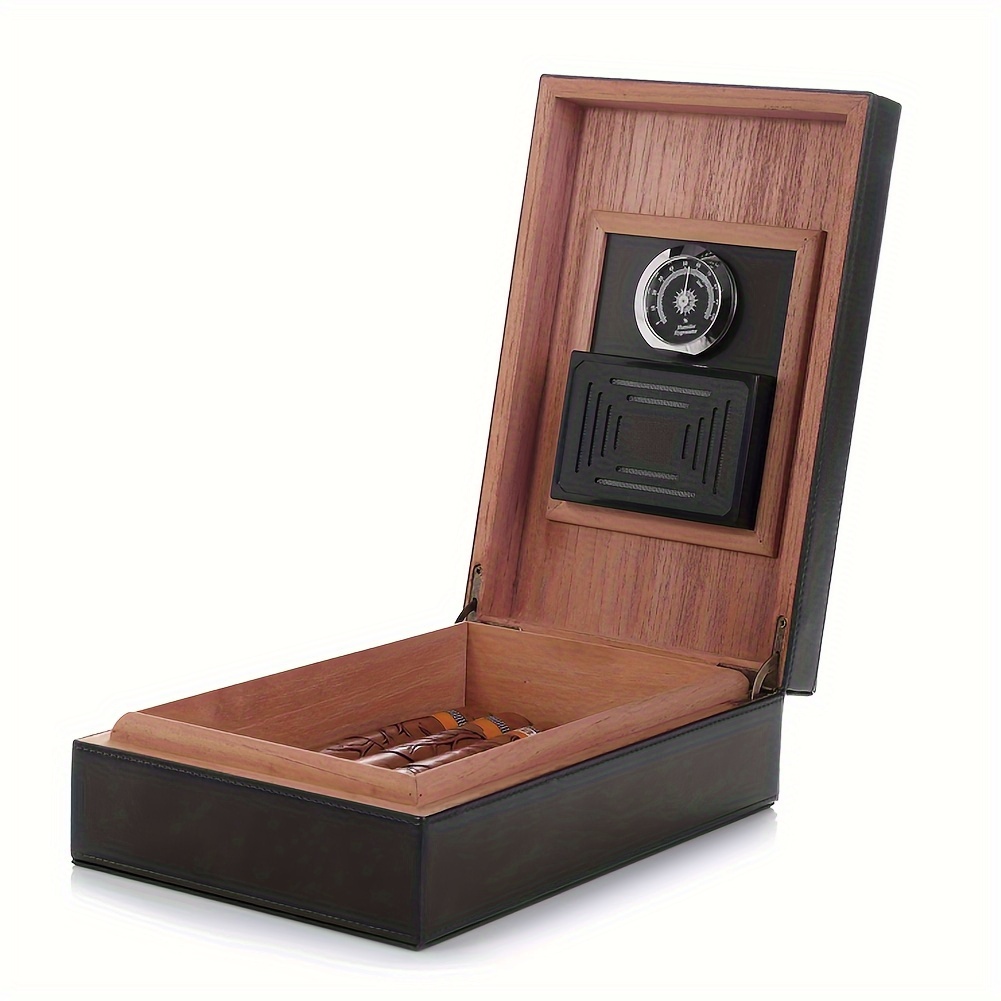 Spanish Cedar-Lined Cigar Box With Hygrometer And Humidifier