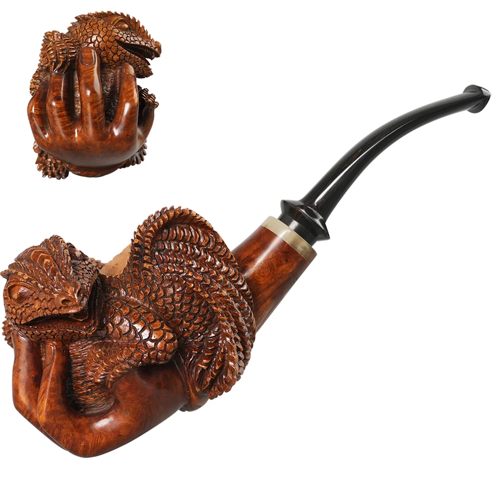 Hand-carved Lizard Tobacco Pipe
