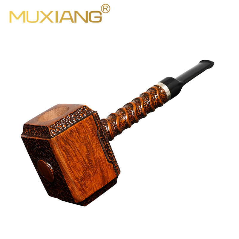 Hand-carved Briar Thor's Hammer Pipe