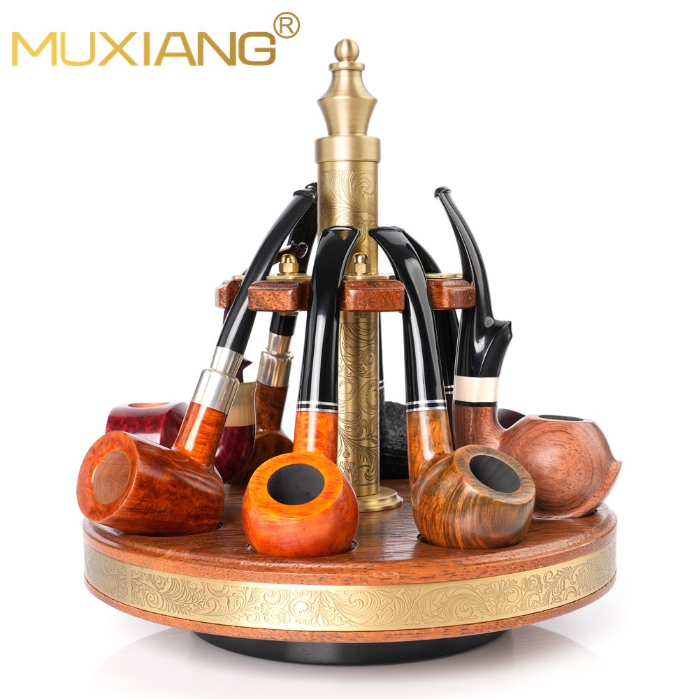 360° Rotatable Wooden Tobacco Pipe Stand