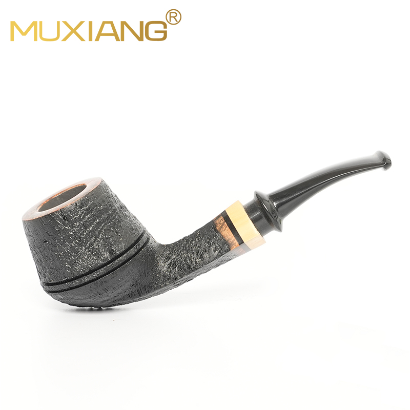 Black Sandblasted Briar Bulldog Tobacco Pipe