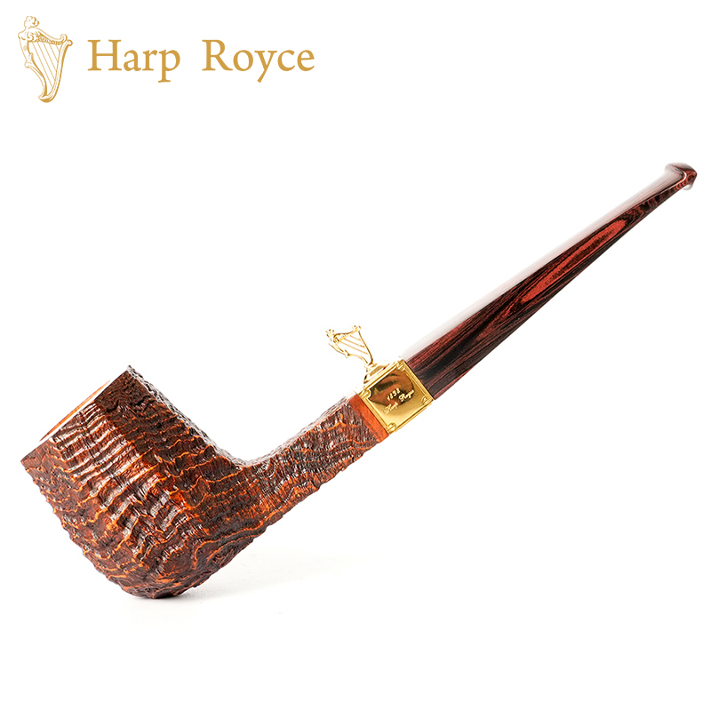 Harp Royce's Straight Sandblasted Polyhedron Billiard Briar Pipe