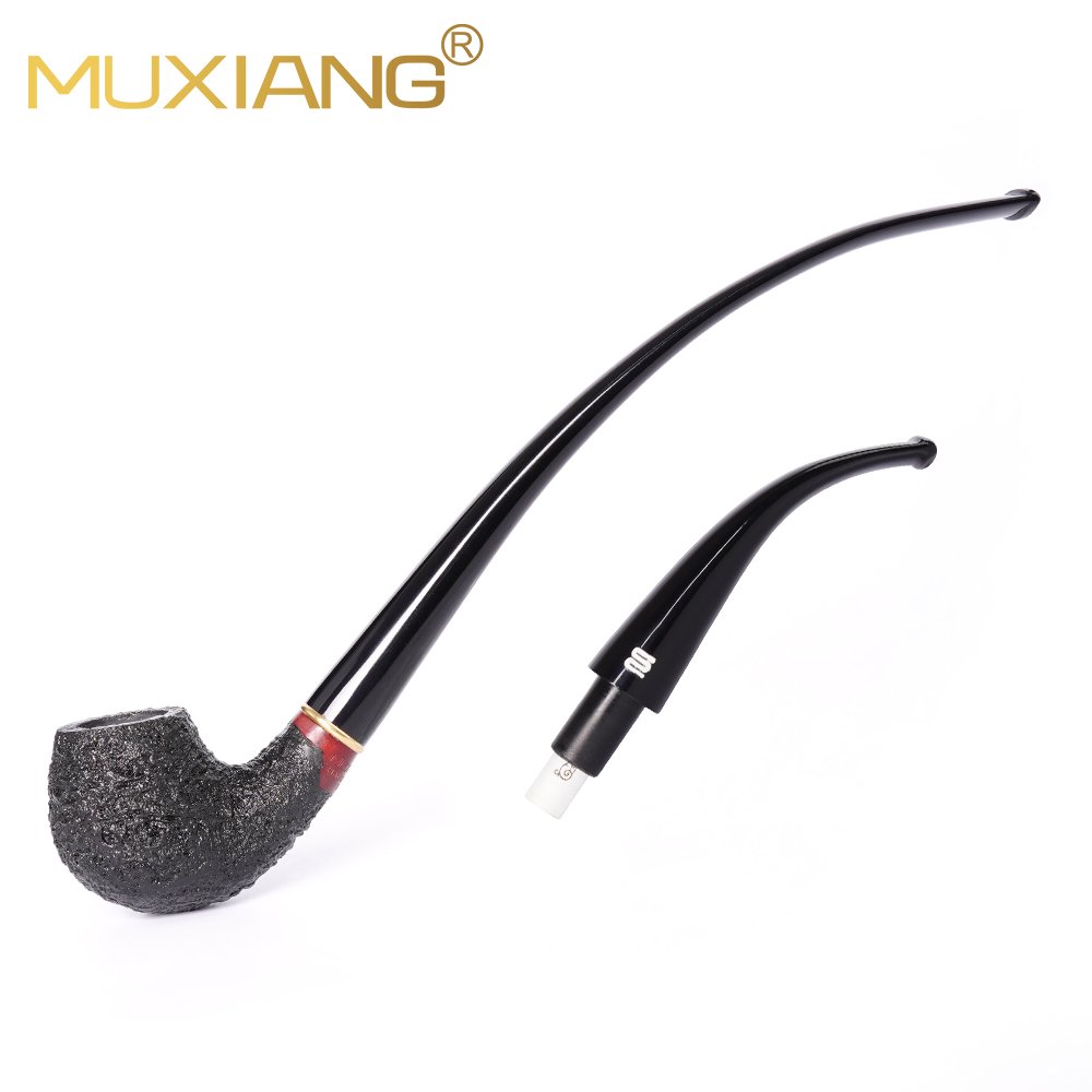 Long Stem Briar Sandblasted Churchwarden Pipe