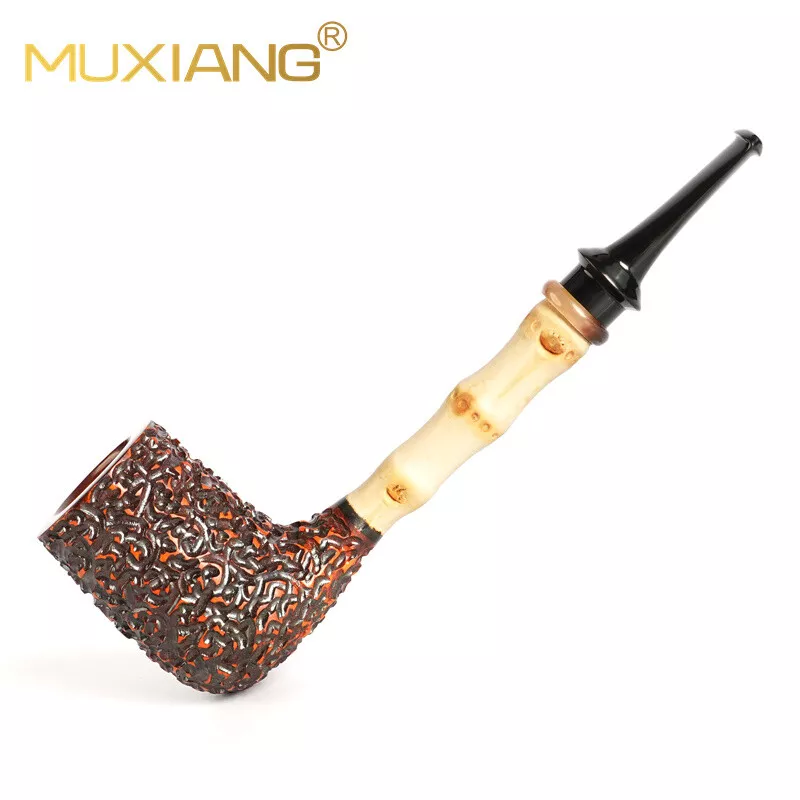 Hand-carved Briar Wood Billiard Pipe With Bamboo