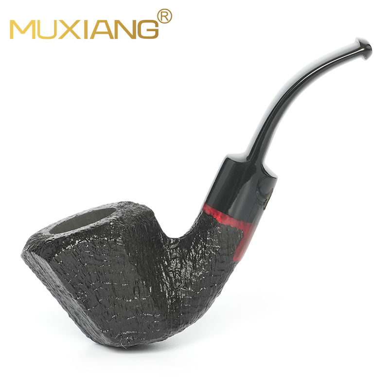Briar Sandblasted Polyhedron Panel Smoking Pipe