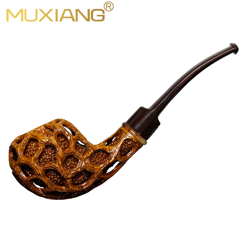 Hand-carved Briar Wood Hollow Acorn Tobacco Pipe
