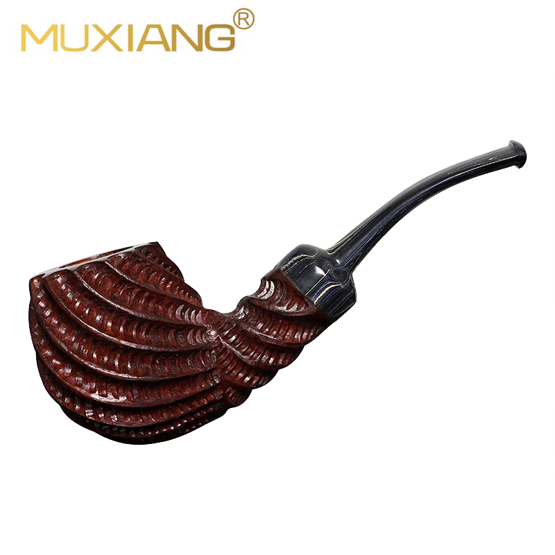 Hand Carved Threaded Finish Briar Apple Pipe