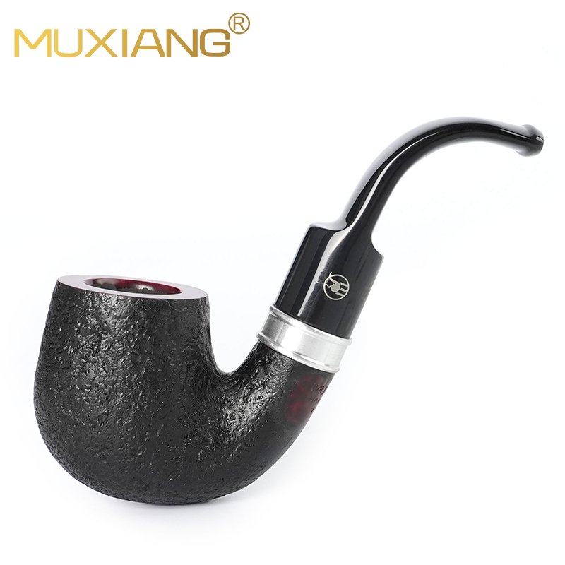 Handmade Sandblasted Briar Wood Hungarian Big Bend Tobacco Pipe