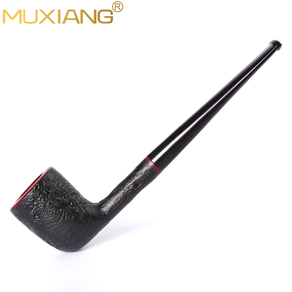 Stright Black Sandblasted Briar Pipe