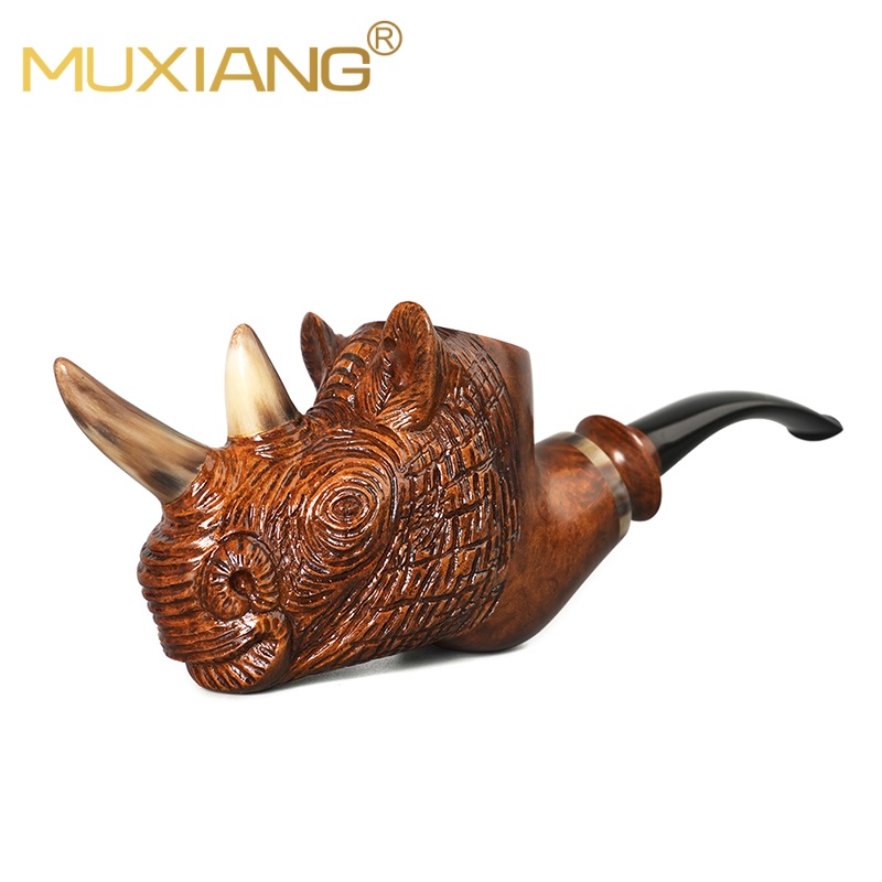 Hand-carved Briar Wood Animal Rhino Shaped Tobacco Pipe