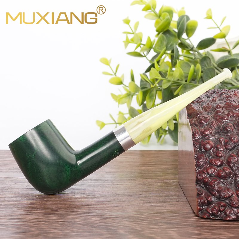 Green Straight Billiard Tobacco Pipe
